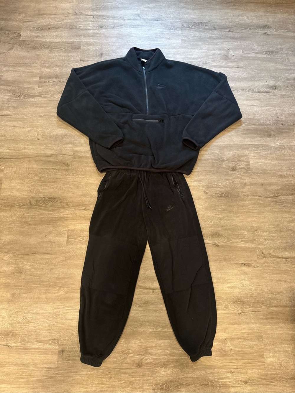 Nike Black Fleece Half-Zip Pullover & Joggers Set